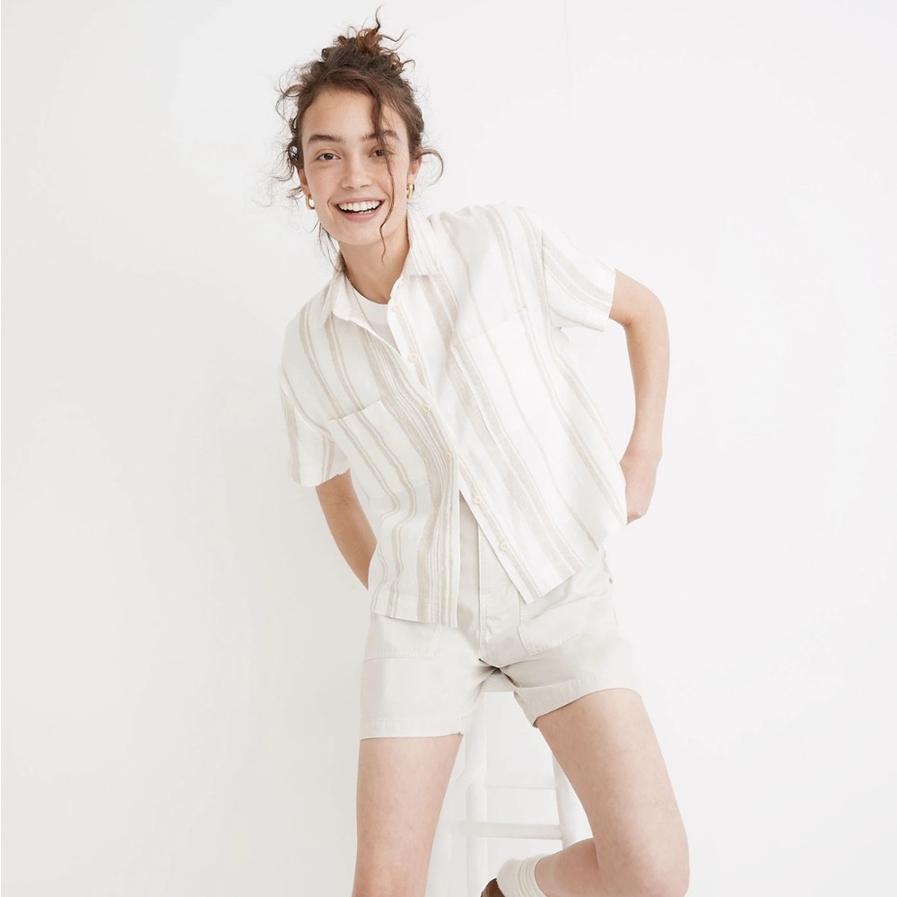 Madewell Linen-Blend Short-Sleeve Safari Shirt: Undyed Edition